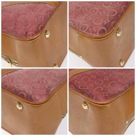CELINE C Macadam Canvas Hand Bag Suede Pink Gold Auth - Picture 16 of 16